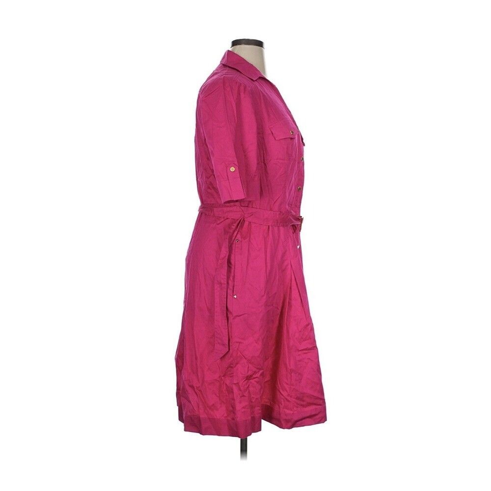 Jones New York Signature Fuchsia Cotton Belted Shirt Dress Size 16 NEW $139 - Picture 5 of 13